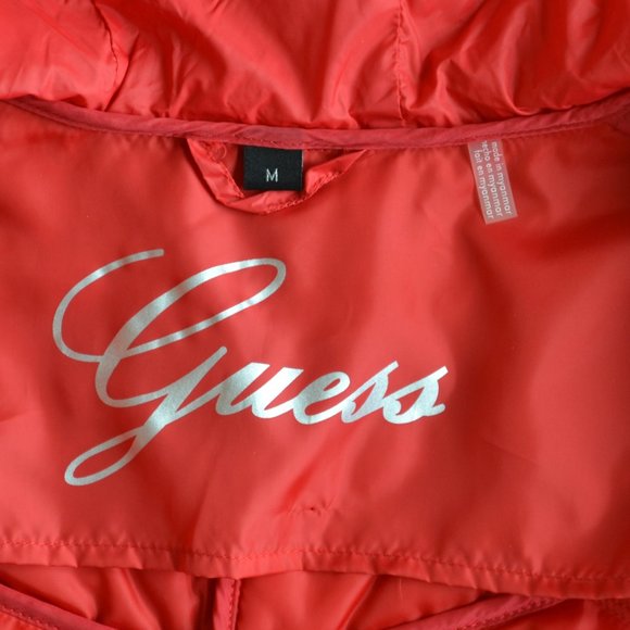 Guess Red Puffer Jacket Hoodie - Picture 7 of 7